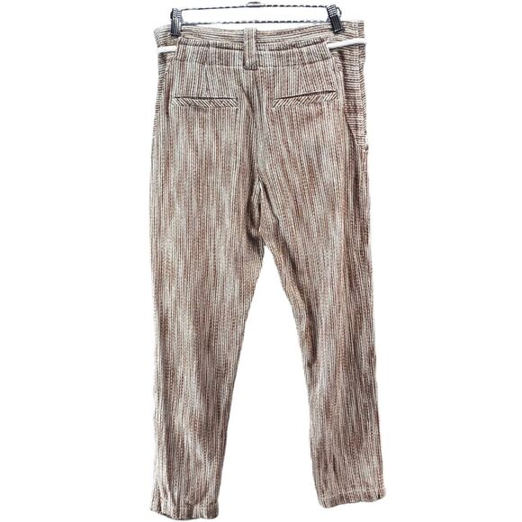 Free People Light At Sunrise Pants Women 4 Brown White Cotton Crop Resort Boho - Picture 5 of 15